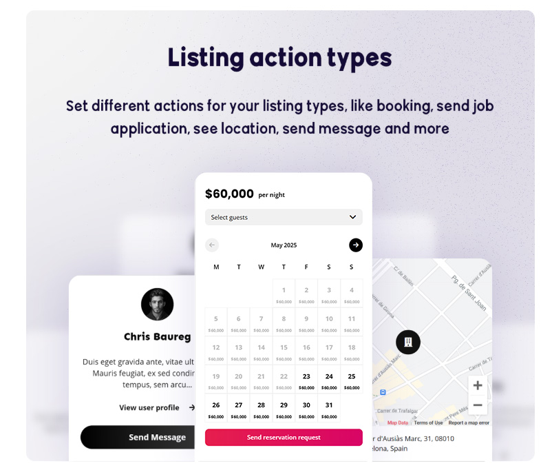 BRIKK- listing and directory WordPress theme - listing action types